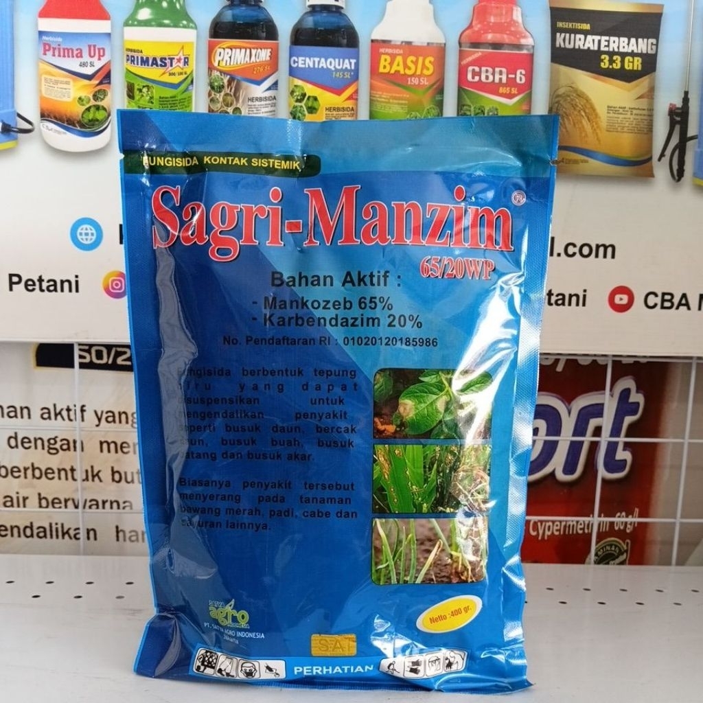 FUNGISIDA KONTAK SISTEMIK SAGRI MANZIM 65/20WP - 400 GRAM untuk hama busuk daun bercak daun busuk bu