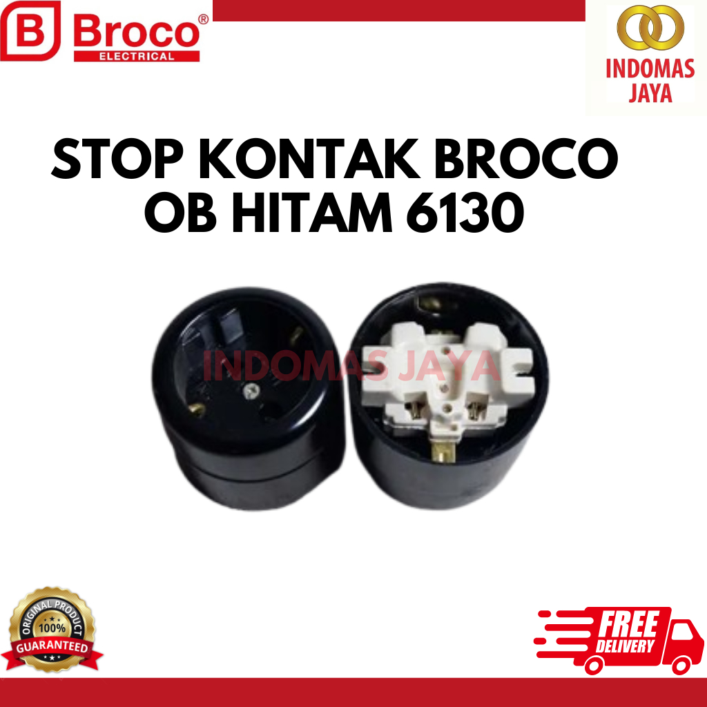 Stop Kontak Arde BROCO HITAM OUTBOW / Stop Kontak BROCO Tempel / OUTBOW HITAM - 6130