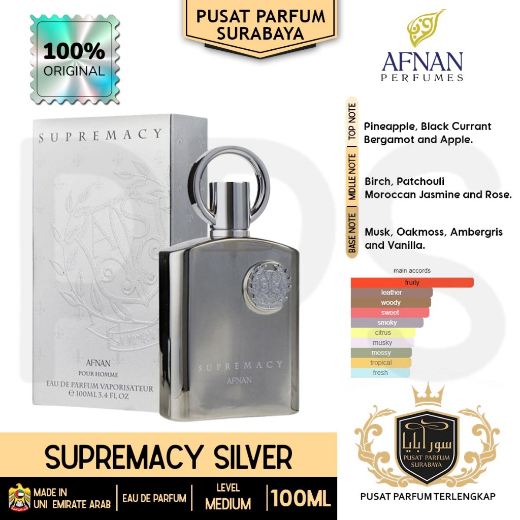 Supremacy Silver by Afnan Parfum Pria 100% Original made in dubai 150ml/100ml/30ml/10ml Eau de Parfu
