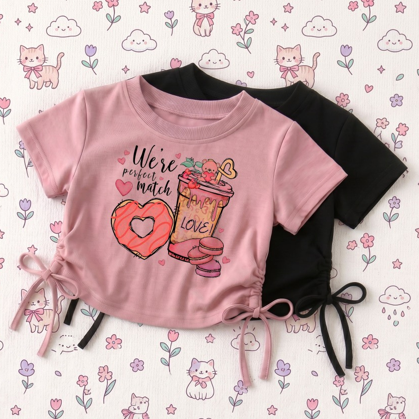 kaos crop anak perempuan 2-12tahun baju atasan Kaos Anak Perempuan