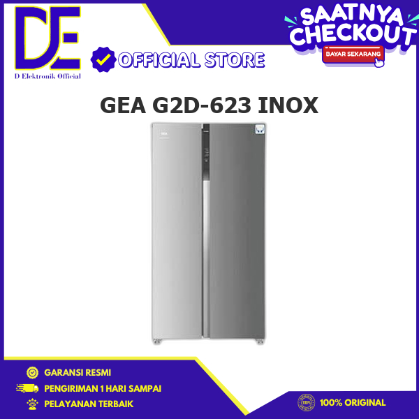 GEA G2D-623 INOX KULKAS SIDE BY SIDE Stainless Steel Silver 625Liter G2D-623 INOX G2D-623 G2D623