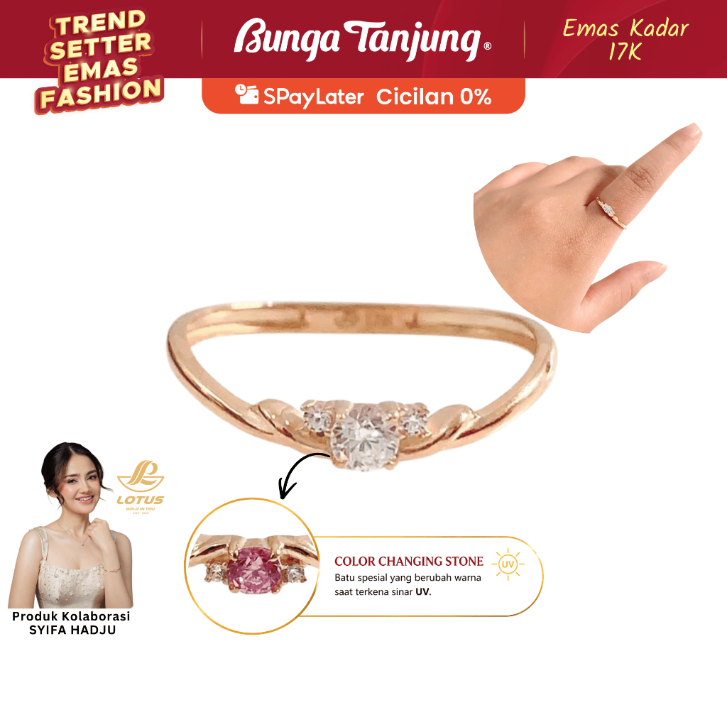 CINCIN SOLENE DJUJU WAVE - SYIFA HADJU - EMAS 17K - BUNGA TANJUNG GOLD
