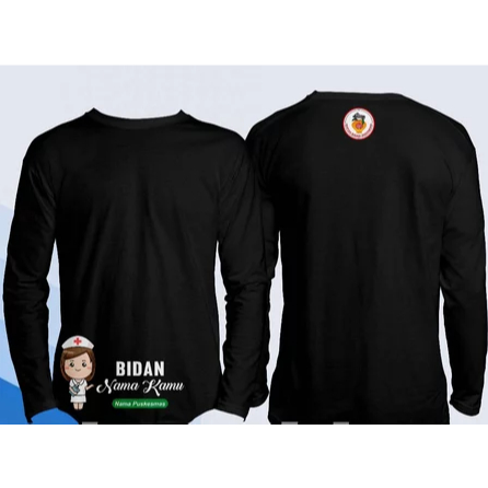 Kaos Baju Cewek Bidan IBI Gratis Nama Kamu dan Nama Puskesmas Kamu Lengan Panjang || Kaos Bidan Dist