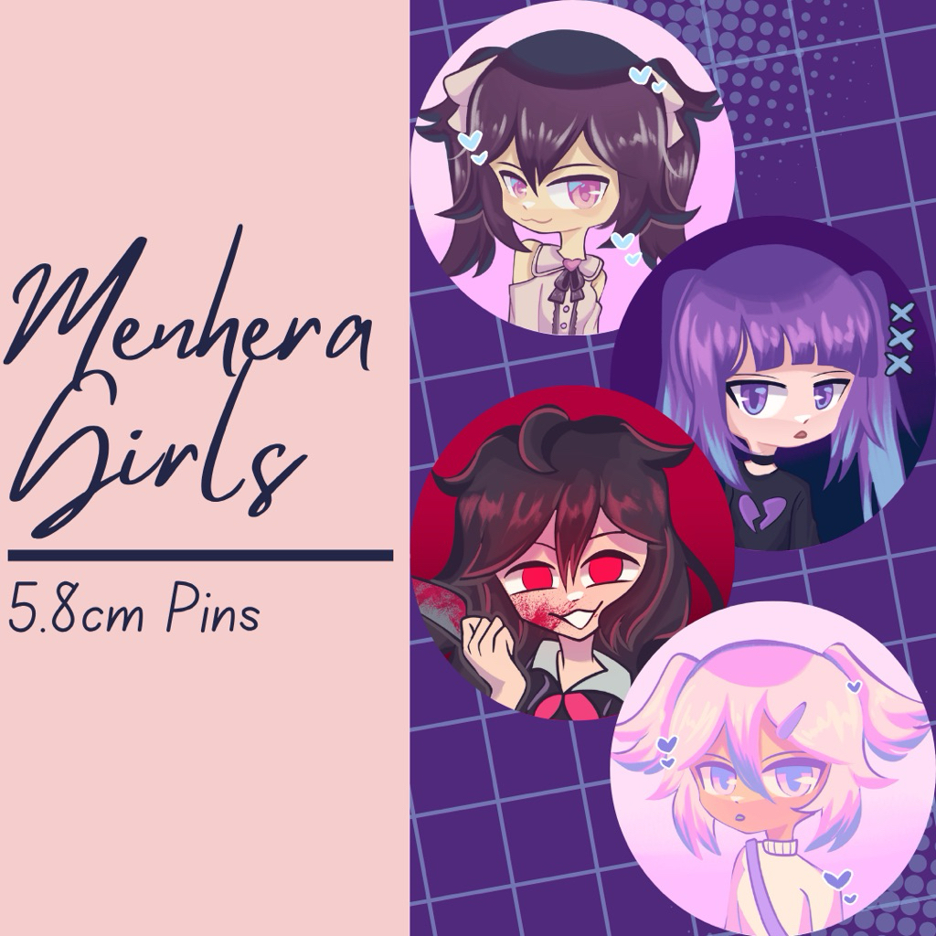 Original button pin jfashion shoujo menhera girls (yami kawaii, yume kawaii, yandere, jirai kei)