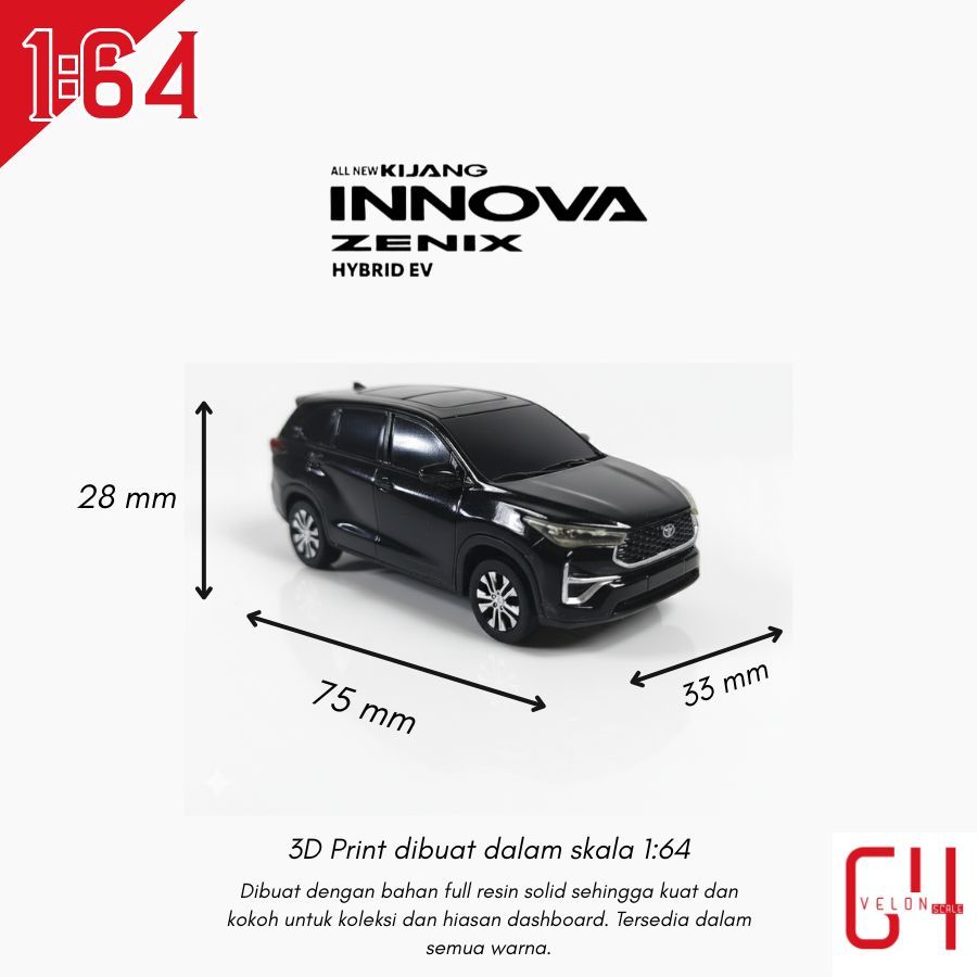 Diecast Miniatur 3D Print Toyota Innova Zenix Skala 1:64 Full Custom & plat