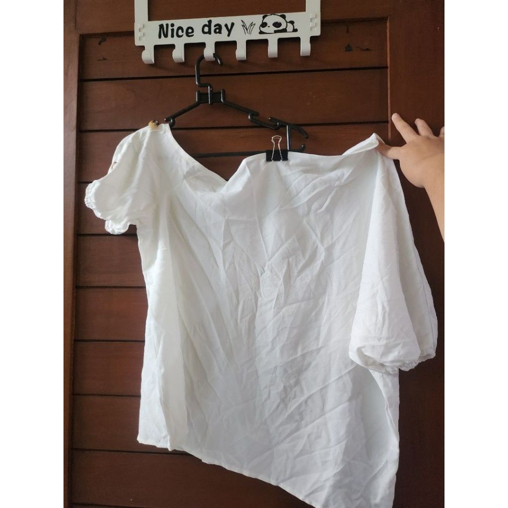 SHEIN Top Off-shoulder Big Size Plus Size Jumbo White 1XL