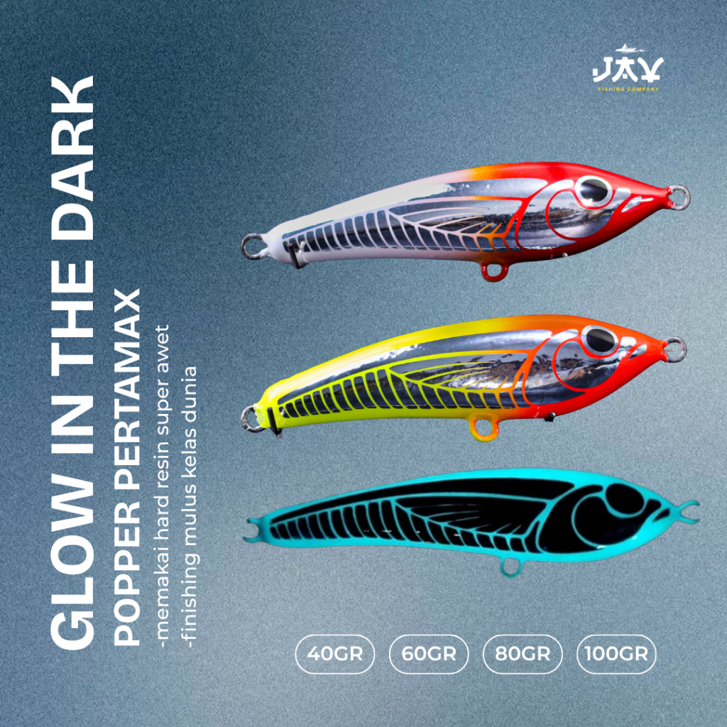 JAV LURE Stickbait Kayu Resin Glow In The Dark Sinking 60g 80g 100g