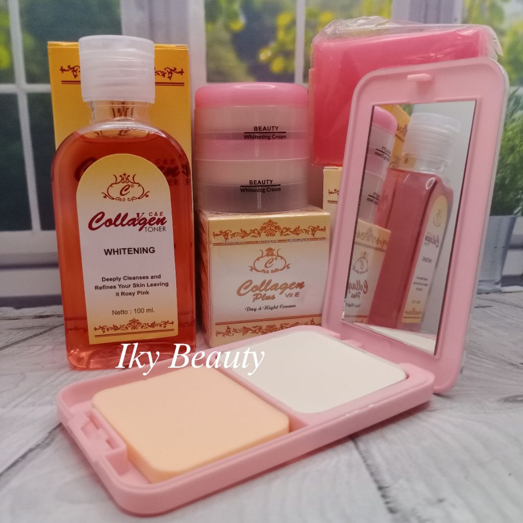 PAKET COLLAGEN " 5in1 " ( KRIM SIANG - KRIM MALAM - TONER - BEDAK - SABUN )