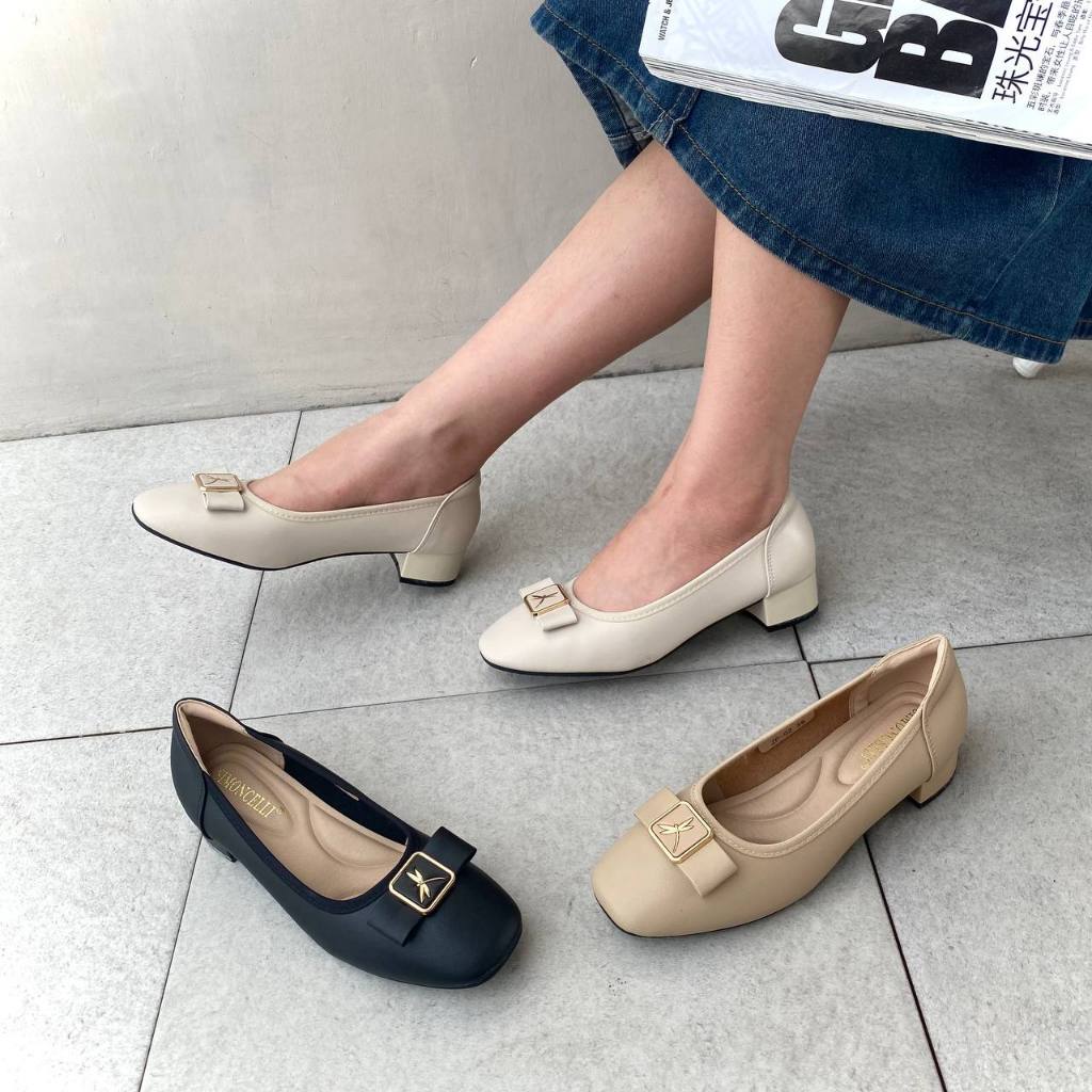 Simoncelli Sepatu Wanita Tumit Tahu 3 Cm Mutiara | Sepatu Wanita | Sepatu Kerja Hitam | Pansus Simpe