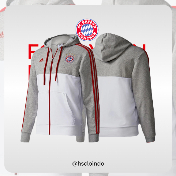 Jaket Sepakbola S-5XL BAYERN MUNICH FC Team Sport Bavarian Munchen Hoodie Zipper Resleting Ukuran Ju