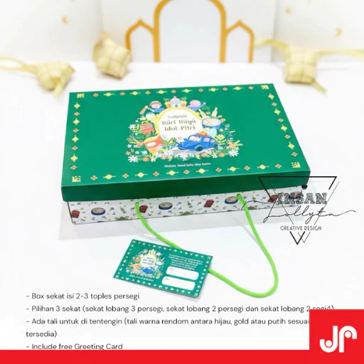 BOX SEKAT KUKER ISI 2-3 TOPLES 350GR MOTIF IDUL FITRI / BOX HAMPERS LEBARAN L1462