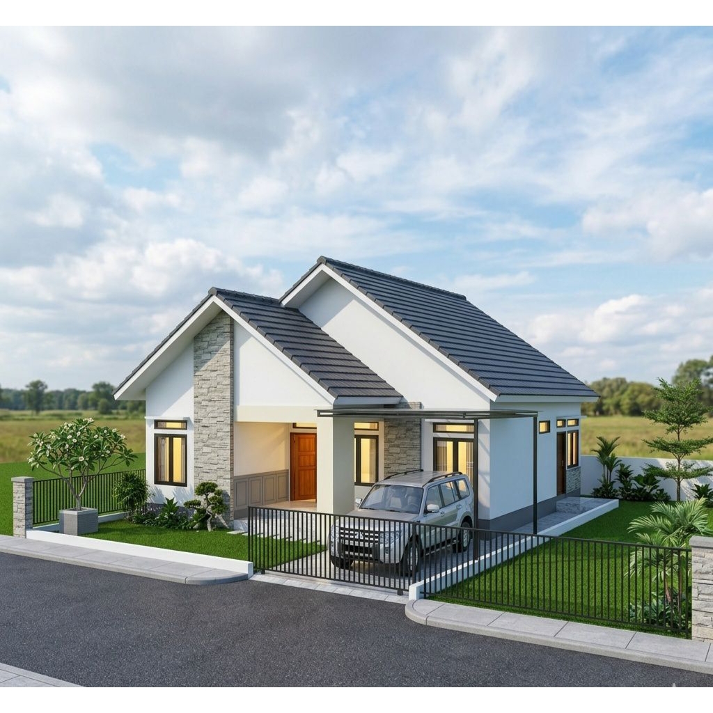 Paket desain rumah scandinavian, ukuran 9x10, 3 kamar tidur. jasa desain rumah, arsitek rumah online