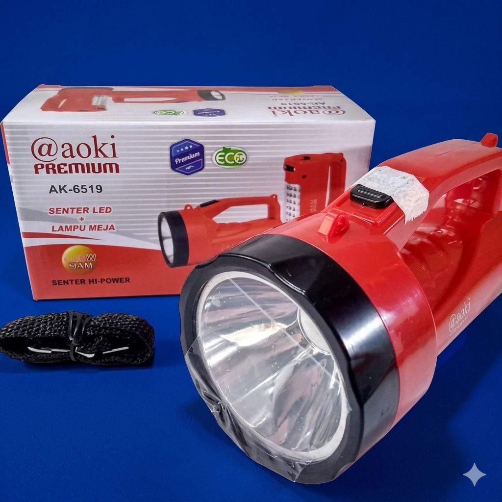 senter aoki ak-6519 premium led mini senter tangan led super terang