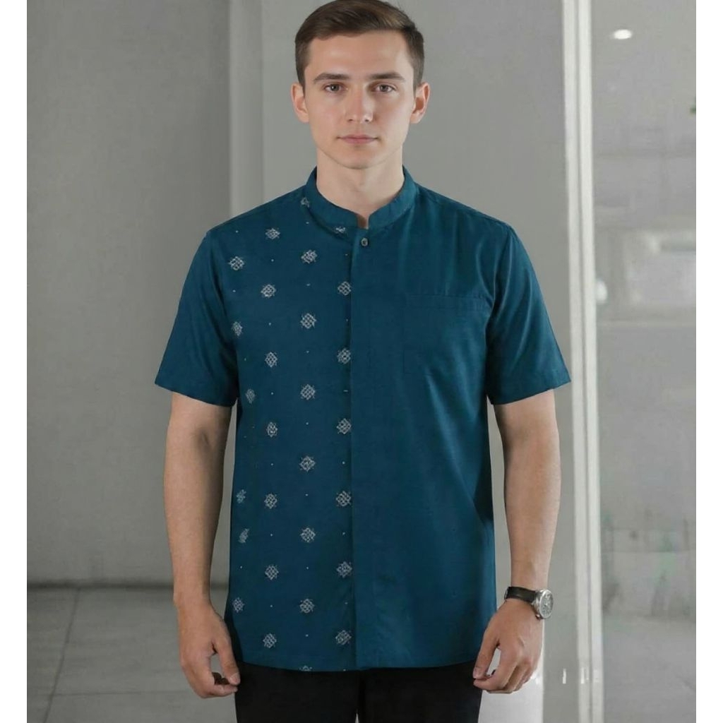 Kurta Pria Warna Blue Emerald / Baju Koko Hijau Emerald / Baju Koko Pria / Koko Pria Dewasa