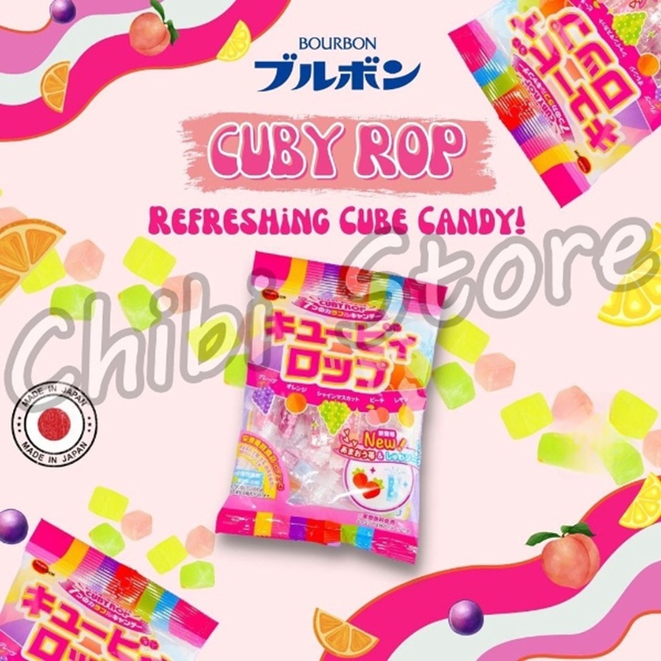 Bourbon Cuby Rop Candy Japan - Permen Aneka Rasa Buah - Bourbon Permen B2B Jepang 100g