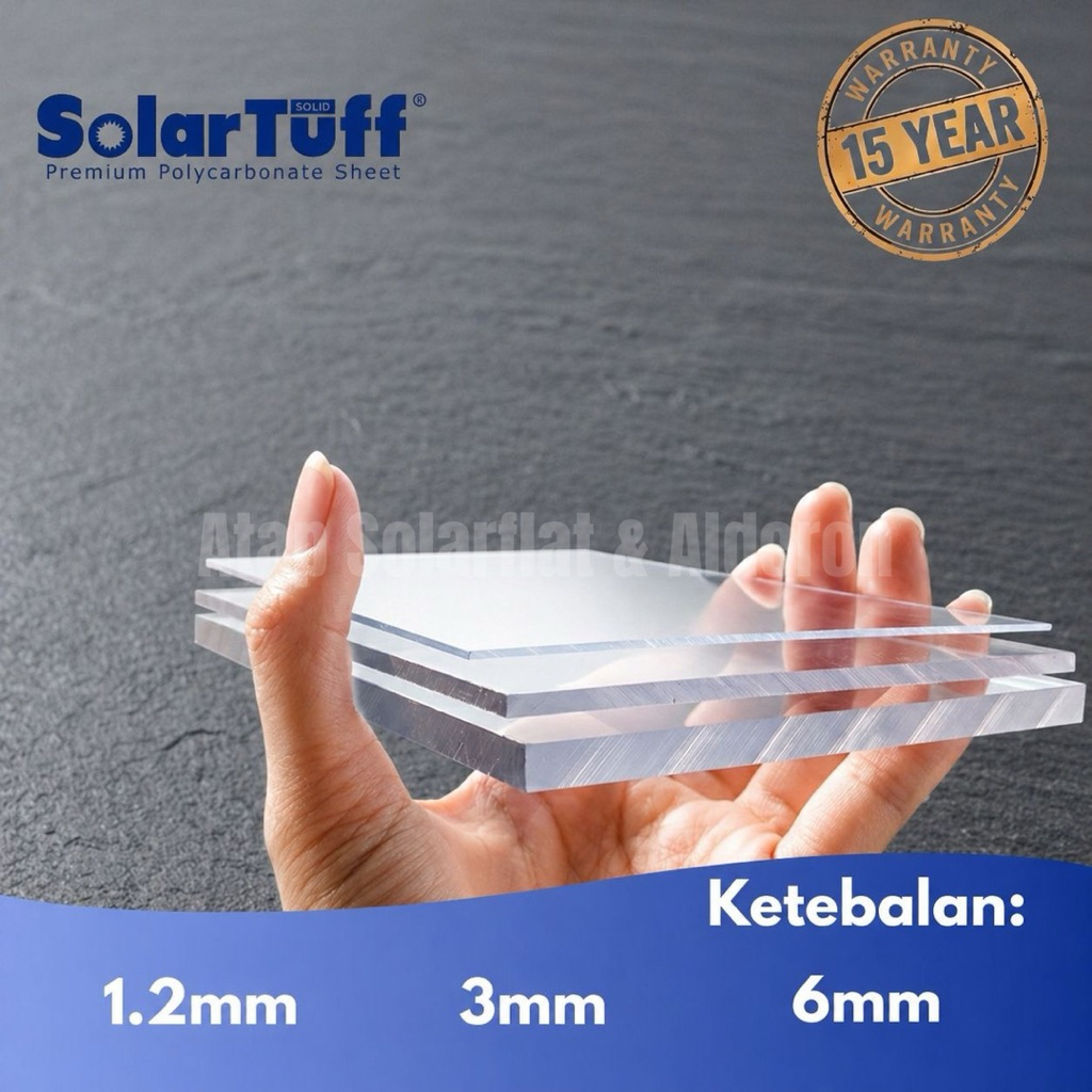 PROMO SOLARTUFF SOLRFLAT Atap Bening SolarTuff 1.2mm Clear, Tahan Benturan & Tahan Cuaca