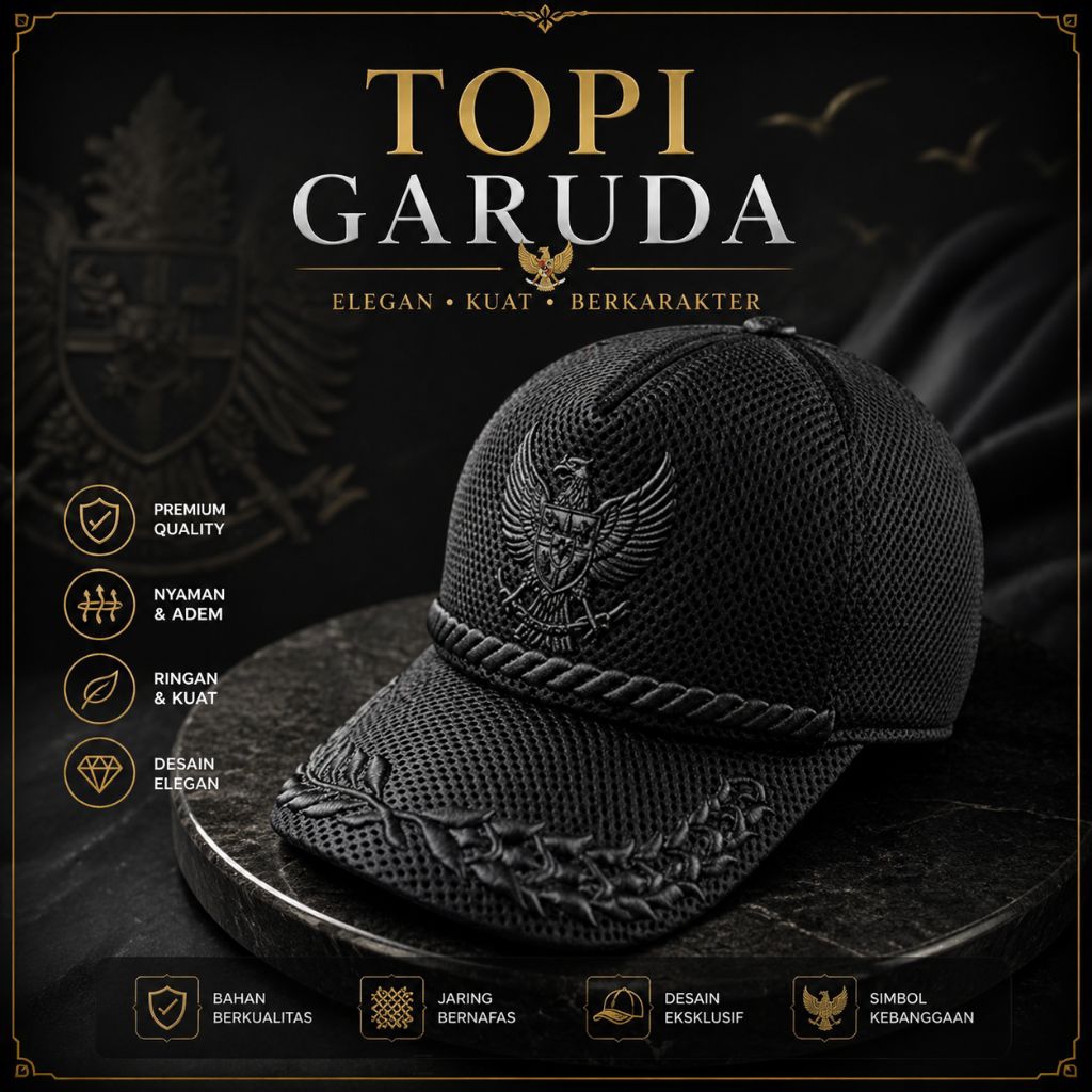 TOPI GARUDA FULL HITAM - TOPI PERANGKAT DESA FULL HITAM