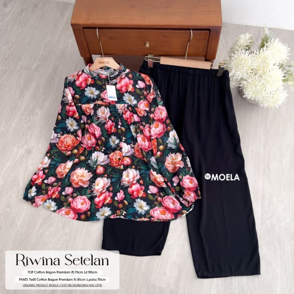 RIWINA SET WANITA MURAH COTTON RAYON PREMIUM NYAMAN ADEM BY MOELA