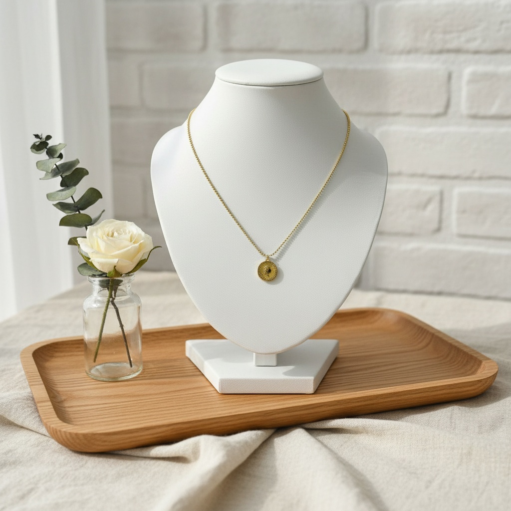 Kalung Titanium Wanita Model Biji Lada Liontin Koin Elizabeth Gold Loxla