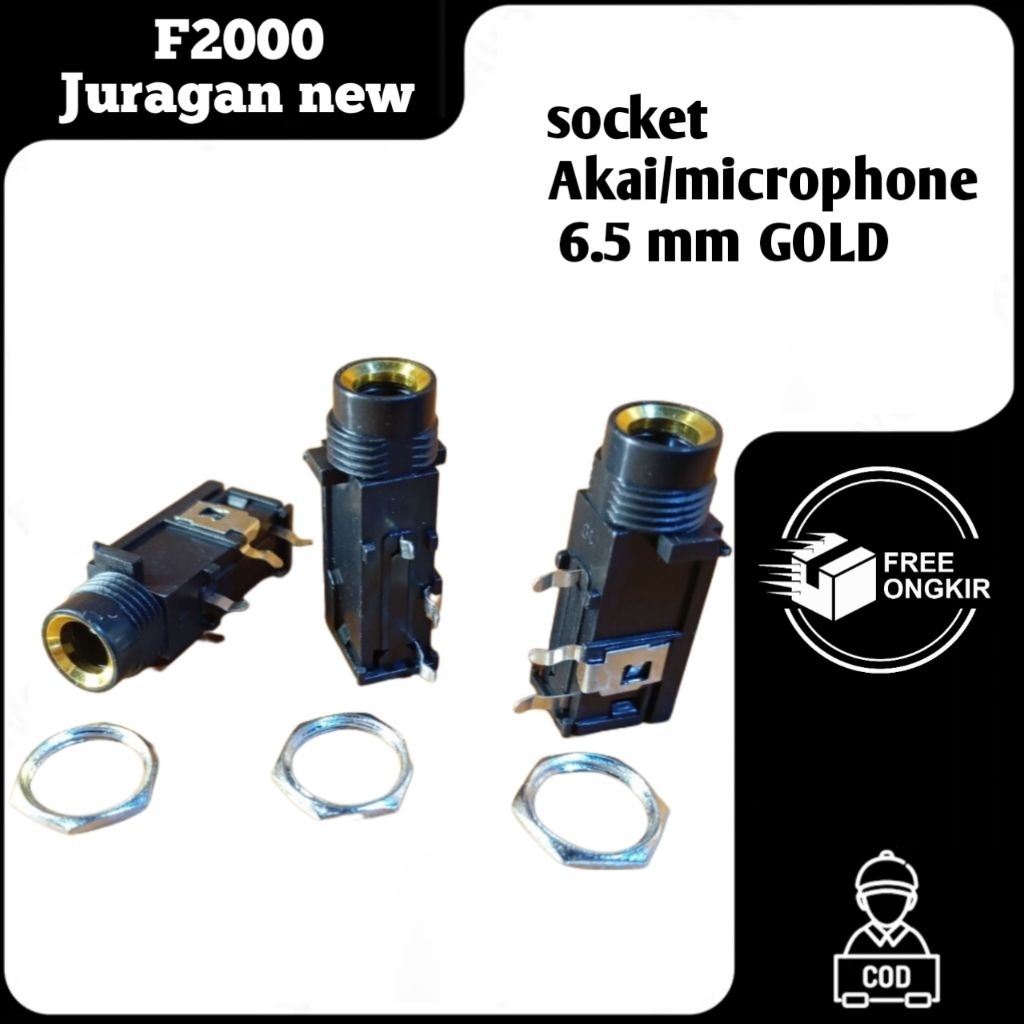 soket microphone / Akai mono 6.5 mm 3 pin GOLD
