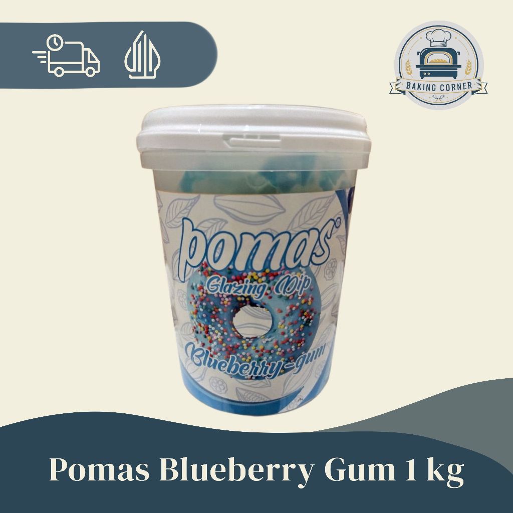 POMAS GLAZE BLUEBERRY GUM 1 KG PERMEN KARET BIRU UNGU TOPPING DONAT PISANG NUGGET SIAP PAKAI HASIL M