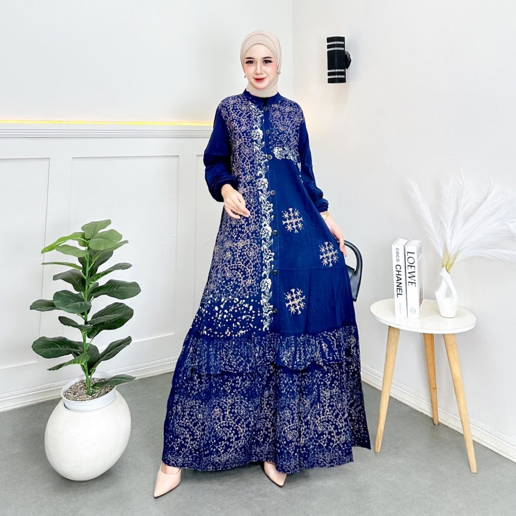 WINA CLOTH - Gamis Ibu Ibu Terbaru 2026 Model Mewah Gamis Wanita Twill Rayon Premium Jumbo Hitam M L