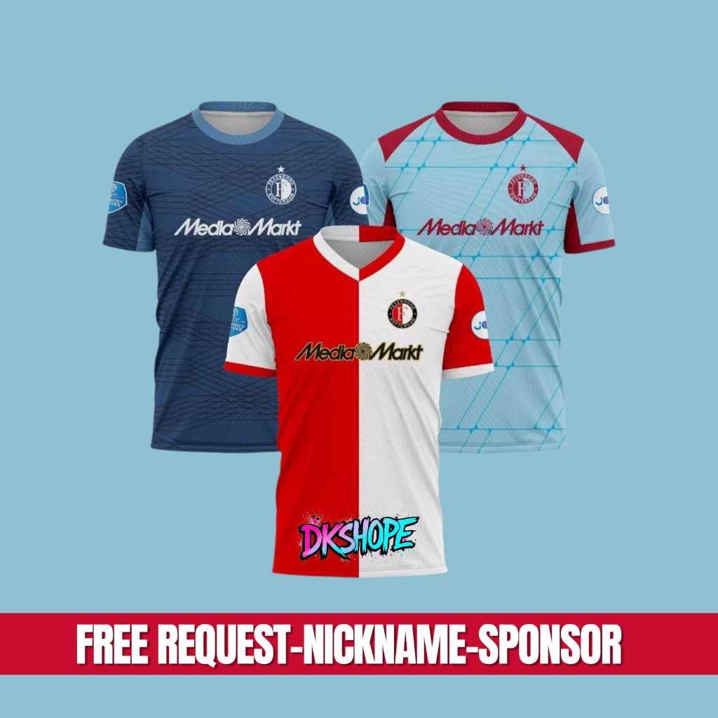 Jersey Bola Feyenoord Home Away Third 2025 2026 Full Printing Dry-fit adem