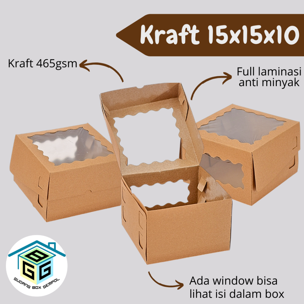 Dus Tart PUDDING BOLU 15x15x10 kraft TEBAL
