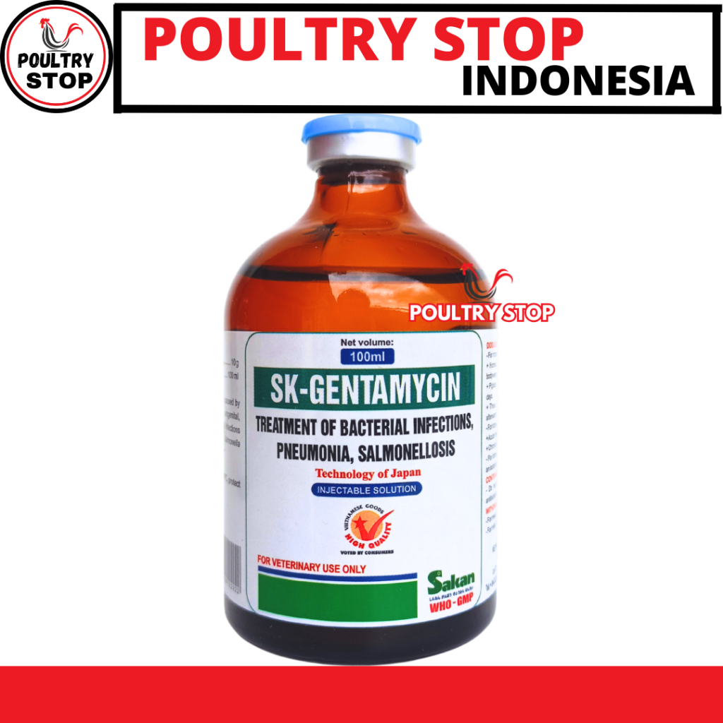 SK GENTAMYCIN 100ML SAKAN - Obat Hewan Antibakteri Spektrum Luas Ternak Unggas Ayam Like GENTA 100