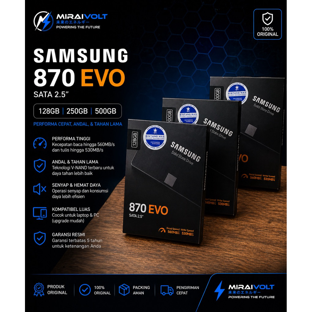New SSD SATA Samsung 870 EVO 128GB/256GB/500GB/1TB