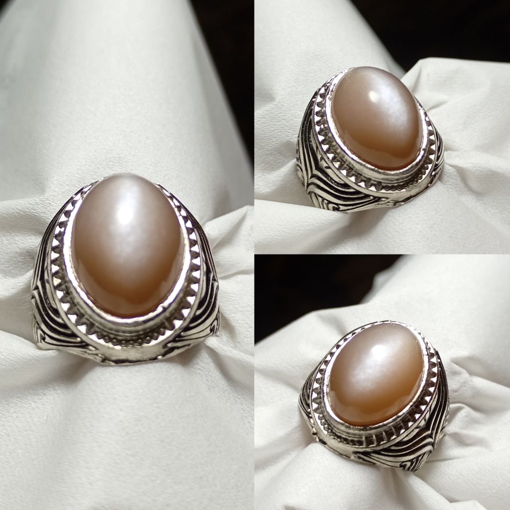 Batu cincin natural moonstone sunstone biduri bulan cat eyes Vv58
