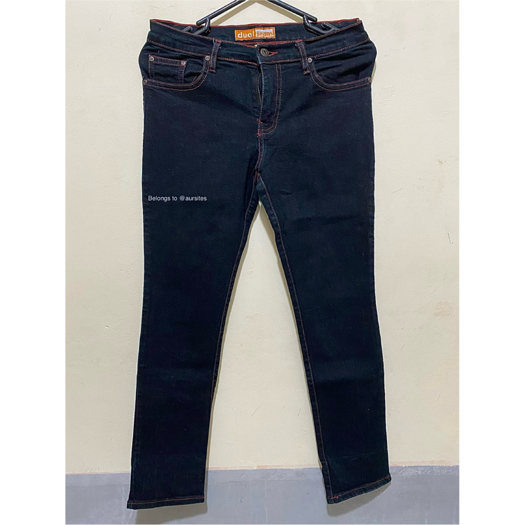 Jeans Slim Fit Hitam Dual Jeans Strecth