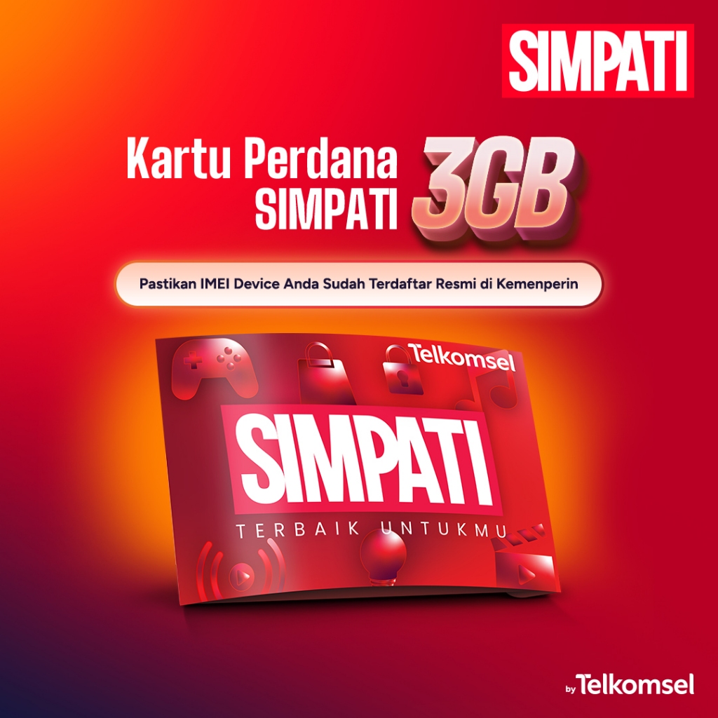 Kartu Perdana SIMPATI #TerbaikUntukmu PraBayar Telkomsel - Bulanan 30 Hari 3GB Kuota Nasional