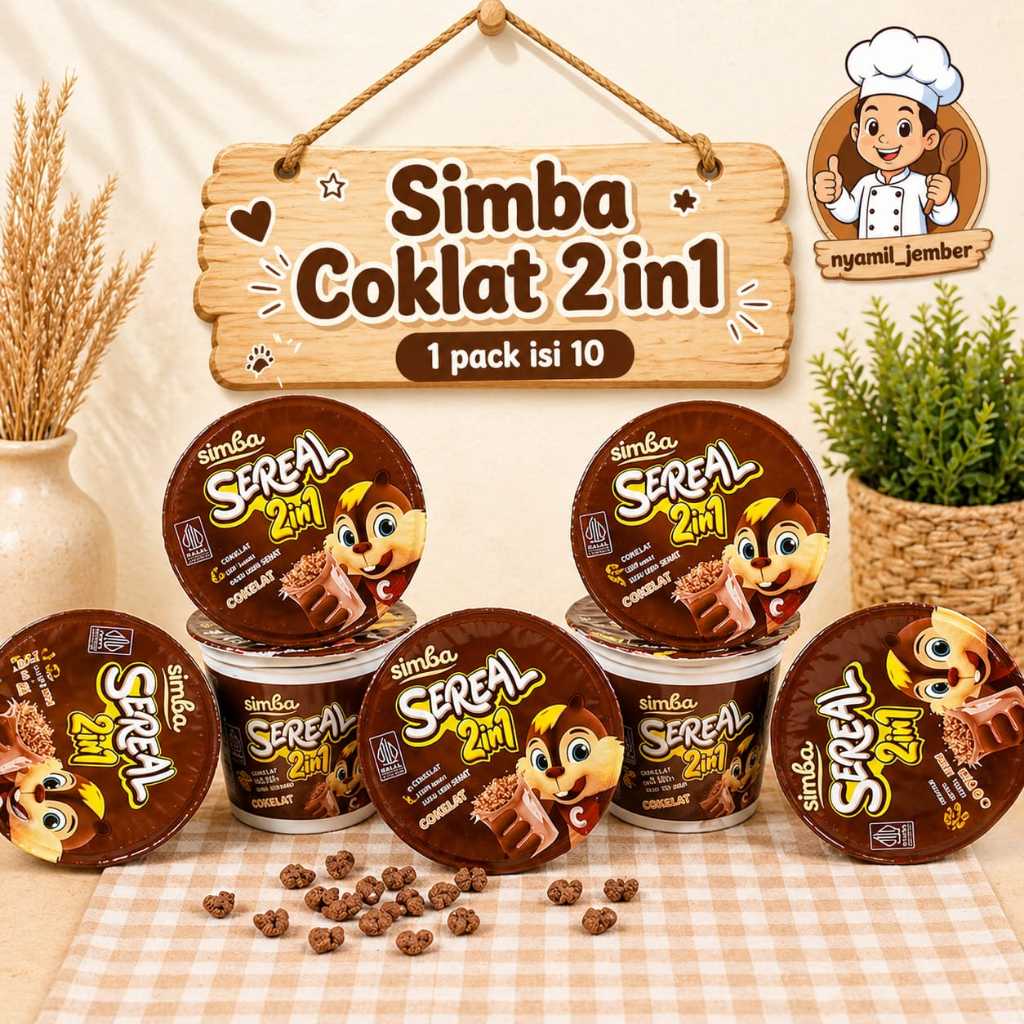 (1 PACK = 10 PCS) SIMBA 2 IN 1 SIMBA SEREAL COKELAT DAPAT 10 CUP