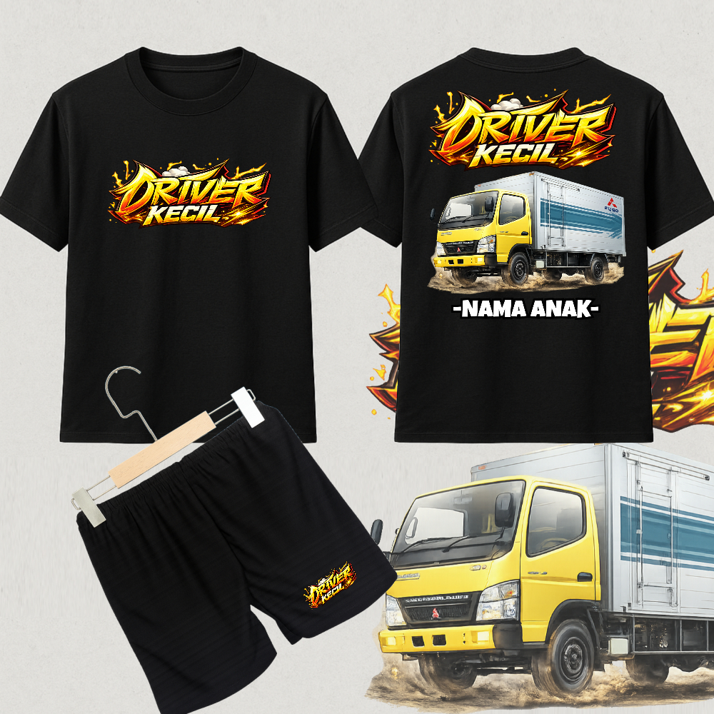 Setelan Kaos Anak Laki Laki Custom Truck Driver Kecil Type 34 – Baju Cowok Adem Nyaman Sablon DTF + 