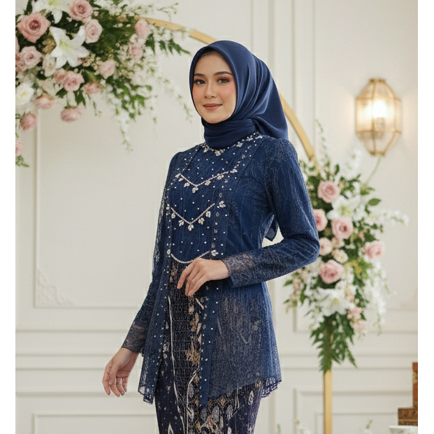 Setelan Baju Busana Kebaya Kutu Baru Model Brisdesmaid Rok Songket Model Premium Brokat premium Eleg