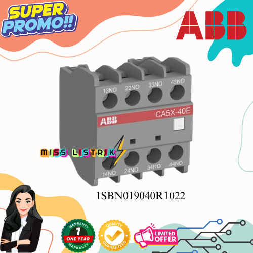 ABB Contactor CA5X-22E - Auxiliary Contact Block - 1SBN019040R1022