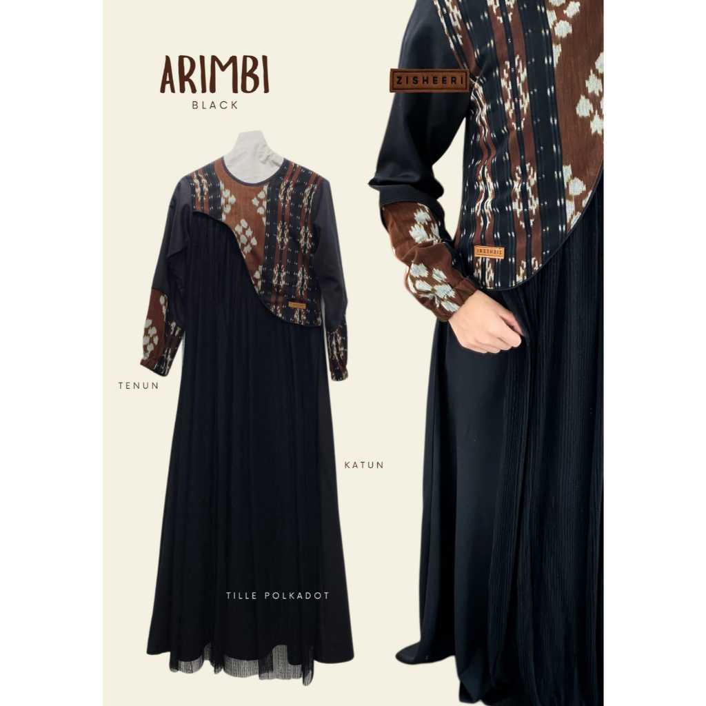 Zisheeri ARIMBI BLACK  / Gamis Zisheeri / Zisheeri / Zisheeri Edisi Lebaran / Zisheeri 2026