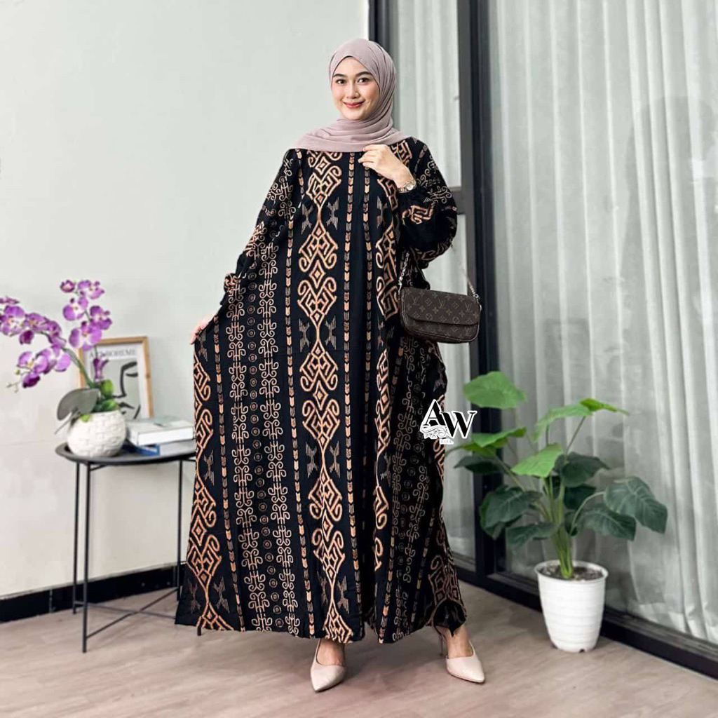 Mahesa kaftan - Dress /gamis kaftan jumbo /bahan rayon premium resleting depan /busui friendly