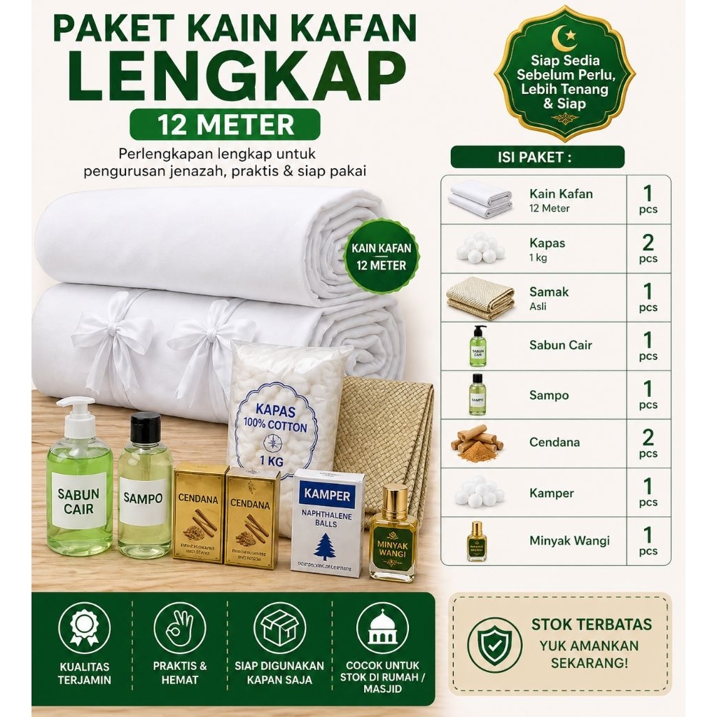 Kain Kafan Grosir Cap Super | Paket Kain Kafan Lengkap Murah | Perlengkapan Jenazah