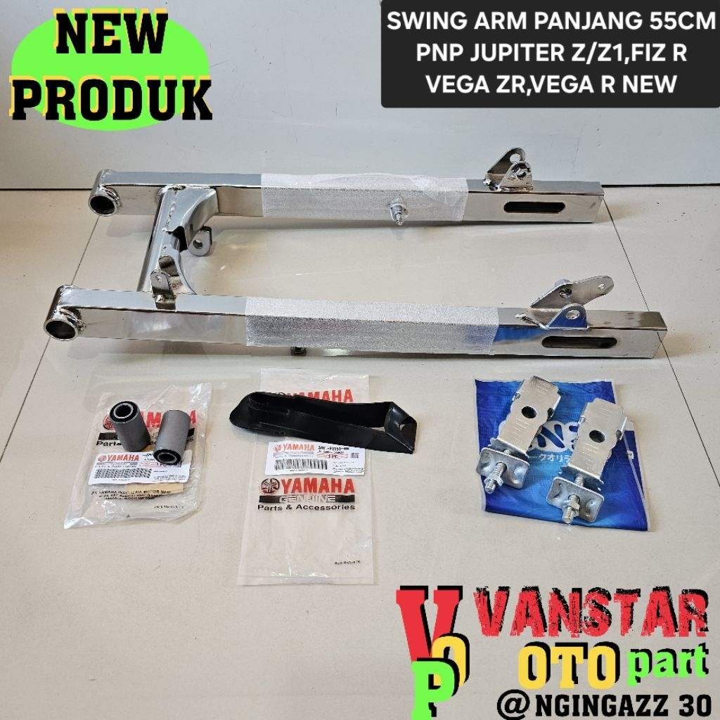 SWING ARM PANJANG 55CM PNP RBT JUPITER Z/Z1 VEGA R NEW/ZR FIZR/FORCE1 ALFA CHROME FULLSET