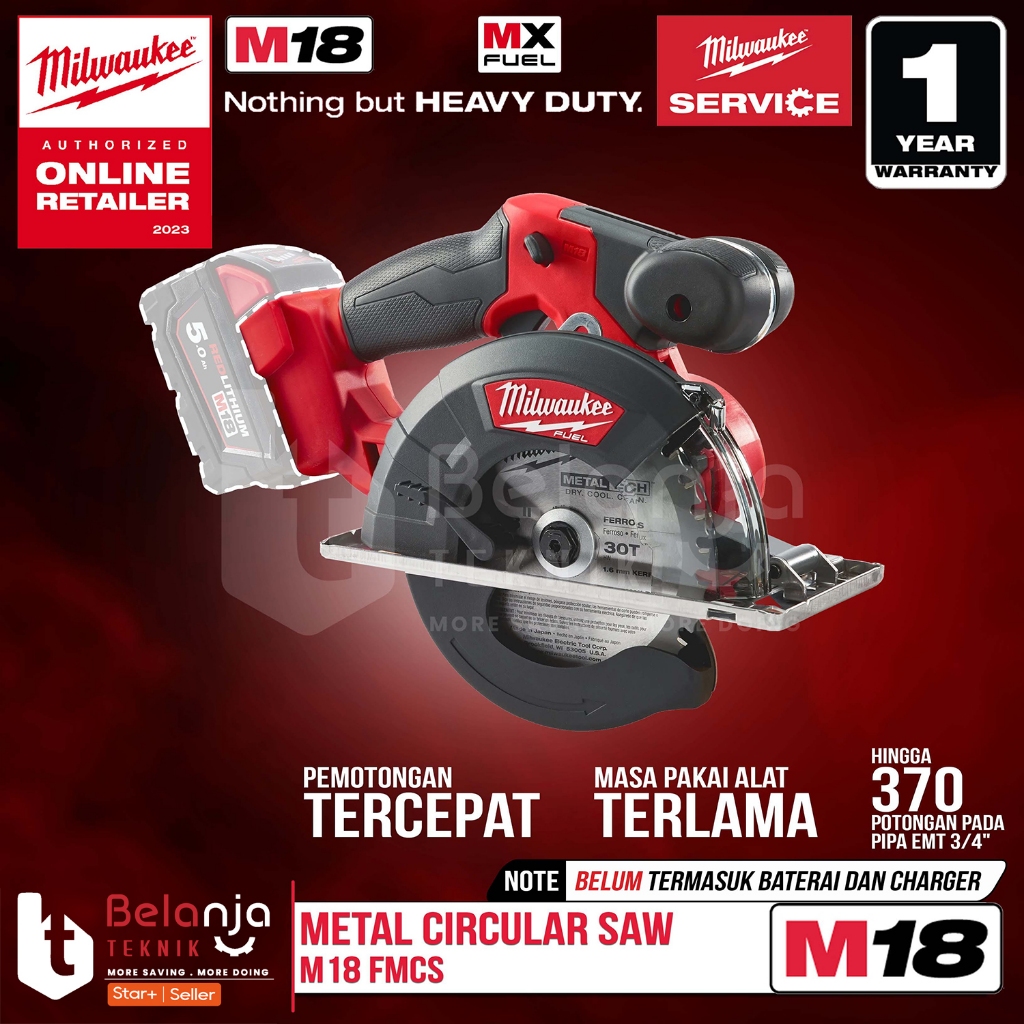 Metal Circular Saw M18 FMCS Milwaukee Gergaji Bundar Logam 5-7/8" M18 FMCS Unit Only