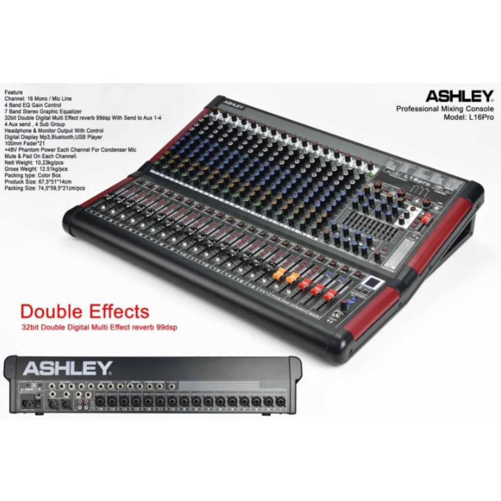Mixer Ashley L16Pro L 16 Pro 16 Channel Double Effect Original