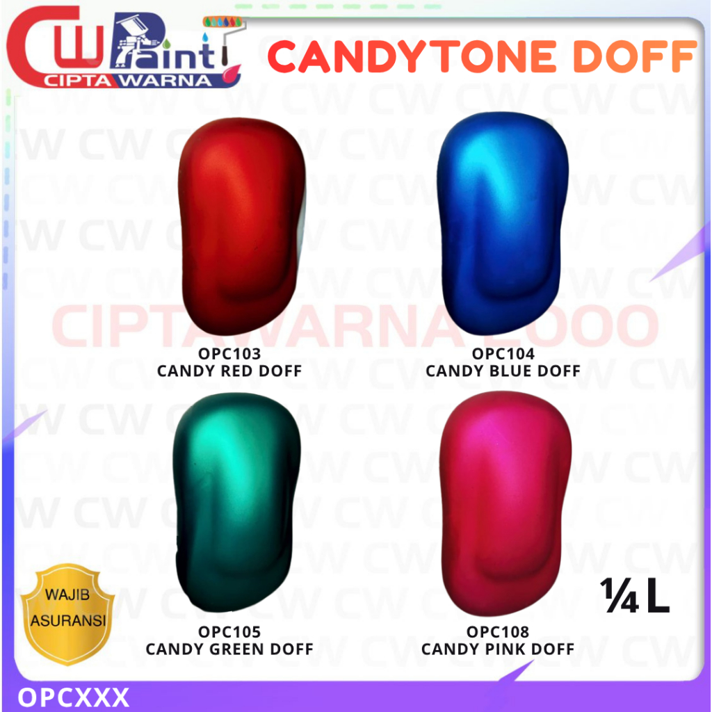 Cat PU Candy tone DOFF Kustom CWPAINT 1/4 Liter Palembang - Merah CWK