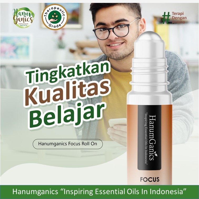 HANUMGANICS - Essential oil roll on Focus Aromaterapi meningkatkan konsentrasi belajar dan berfikir,