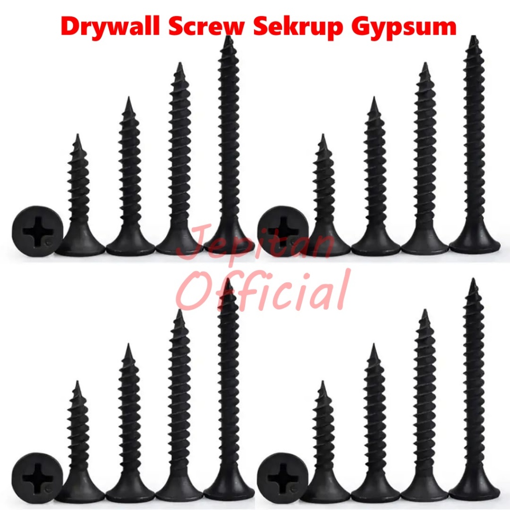 Sekrup Drywall Kepala Philips Sekrup Gyspum Hitam kemasan 100 gram