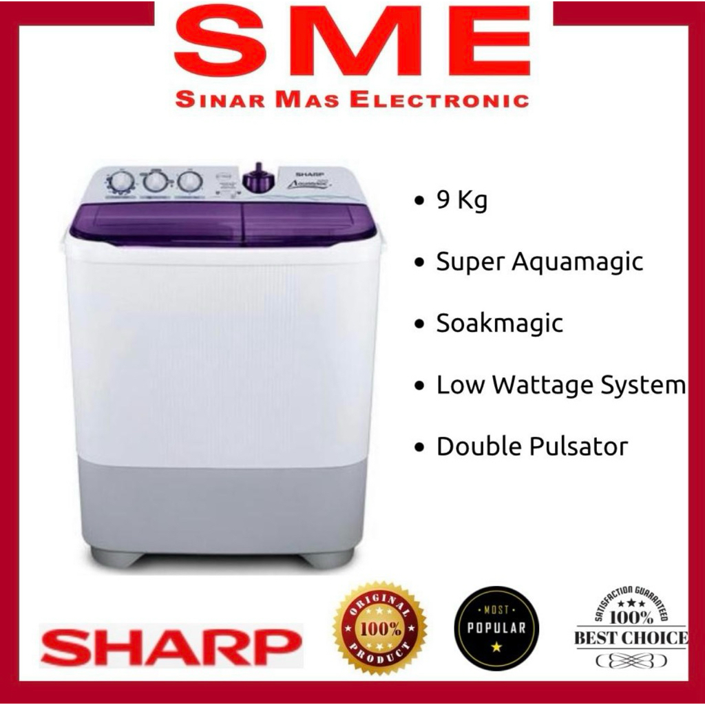 Mesin Cuci 2 Tabung SHARP 9 KG AQUAMAGIC