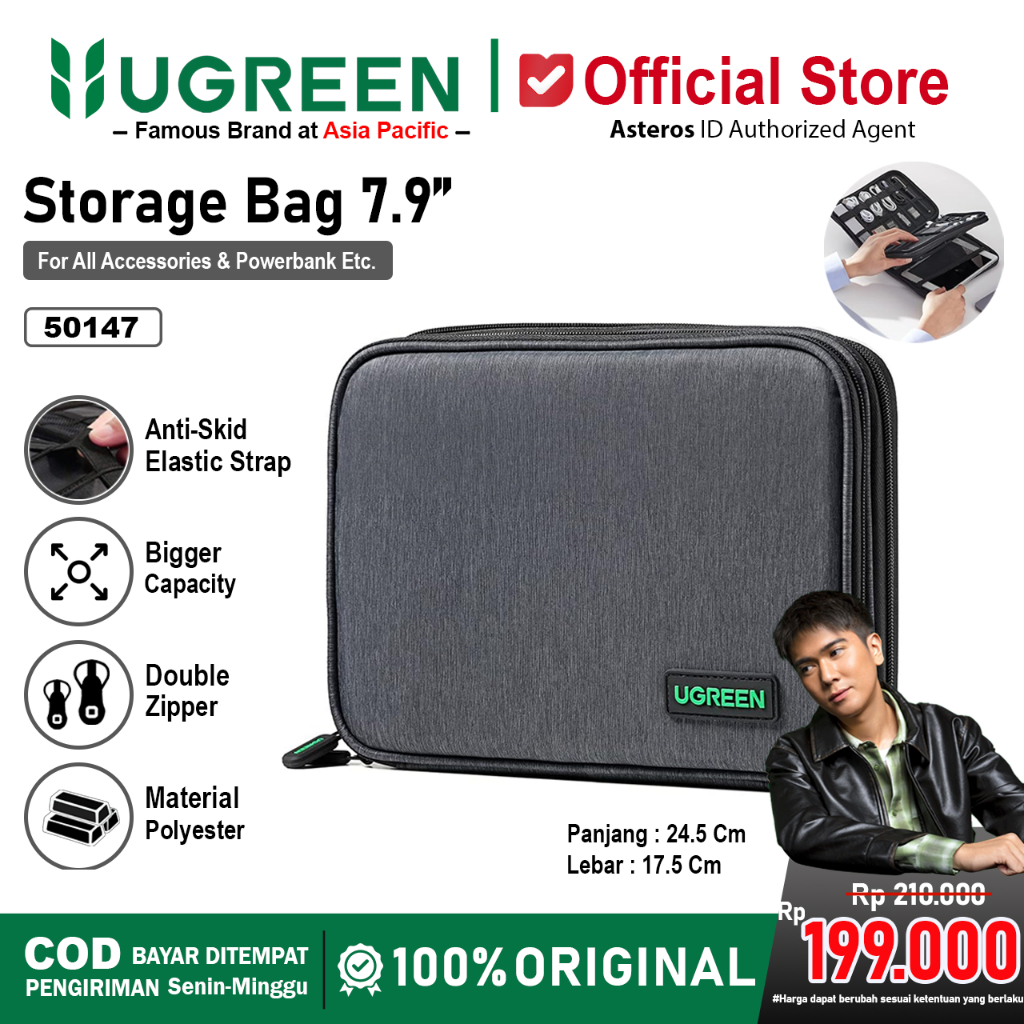 UGREEN Travel Storage Bag Tas Penyimpanan Aksesoris, Power Bank, Kabel, Charger, Hp, iPad dll 50147