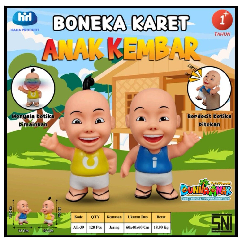 MAINAN ANAK BONEKA KARET UPIN UPIN KEMBAR