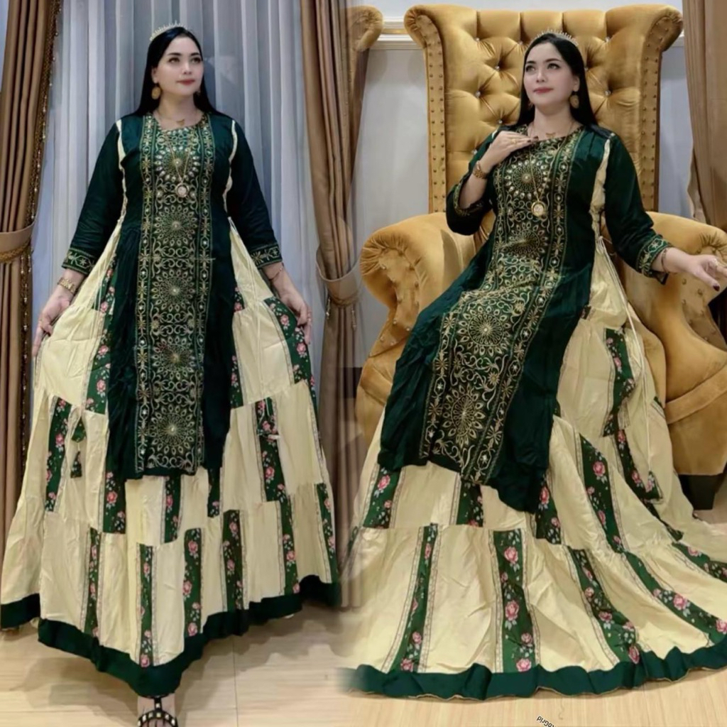 gamis wanita Layla bordir katun rayon twill
